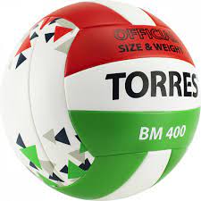 Мяч вол. "TORRES BM400" р.5, синт. кожа (ТПУ), клееный, бут.кам., бело-крас-зелен     арт.V32015    